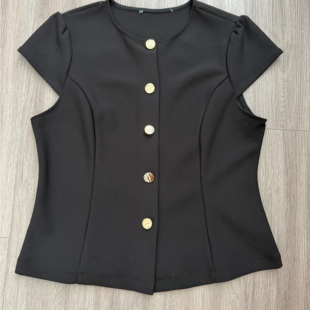 Elegant Black Button-Up Women's Top